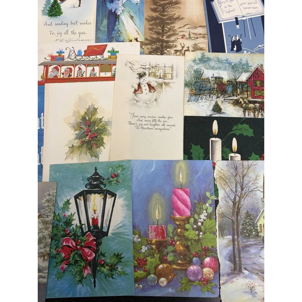 Vintage Retro Christmas Cards Fronts ONLY 1950s 1960s Scrapbooking Crafts 50+